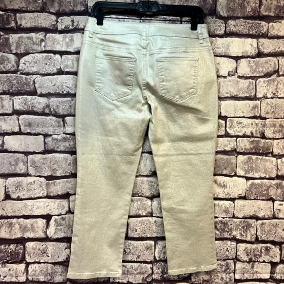 Chico's Platinum Silver Shimmer Crop Pants Size XS/2 - Picture 5 of 9